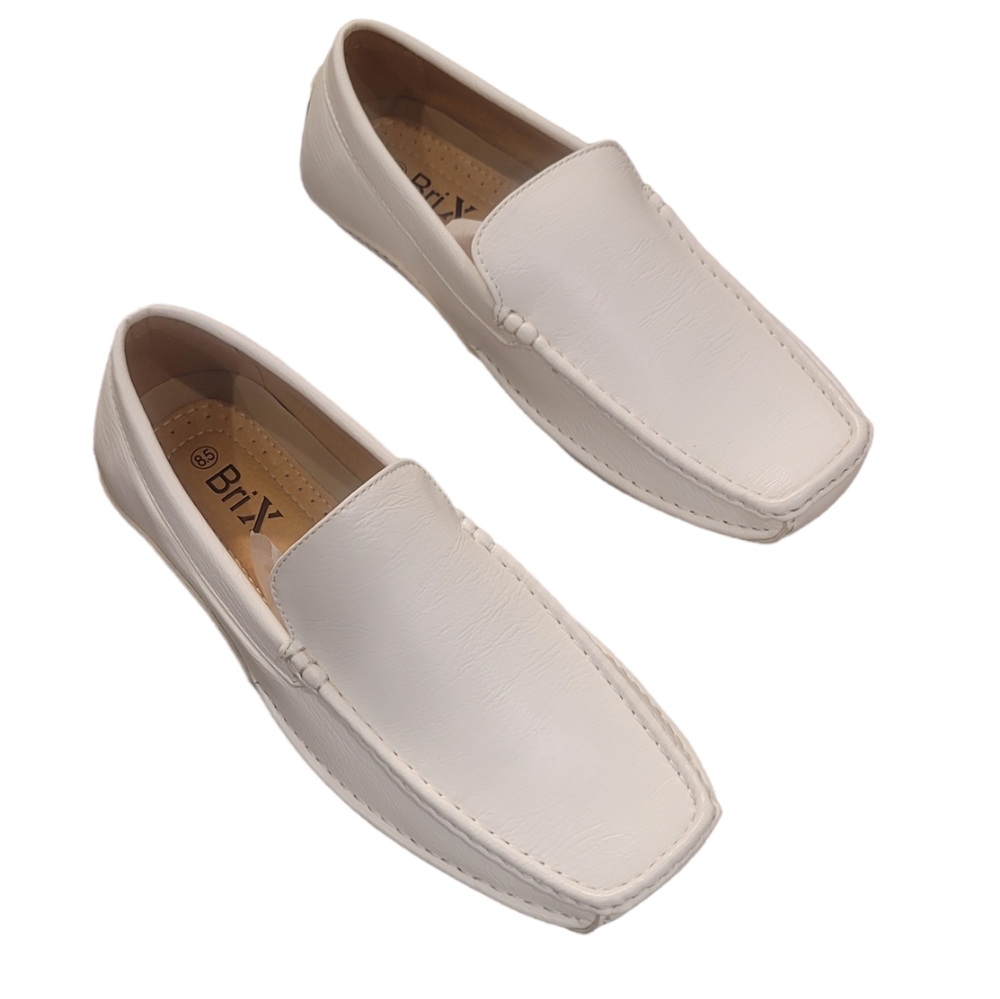 NWB! Brix Mens Crawford White Square Toe Casual Loafers 8.5
